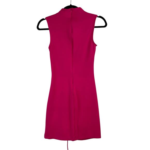 Halogen Cabernet Hot Pink Sleeveless Ruched Mock Neck Mini Dress Size XXS NWOT - Picture 3 of 12